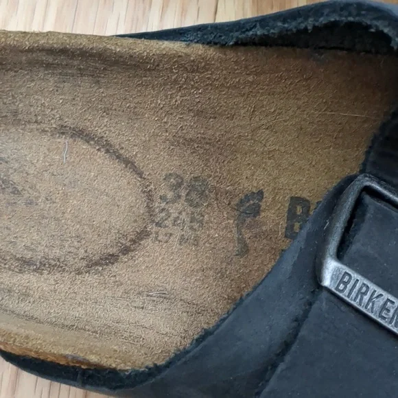 Birkenstock Leather Black Arizona Sandals 38 N - Picture 2 of 9